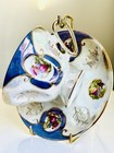 Vintage Purple Iridescent Tea Cup Gold Trim Romantic Courting Scene — photo 6