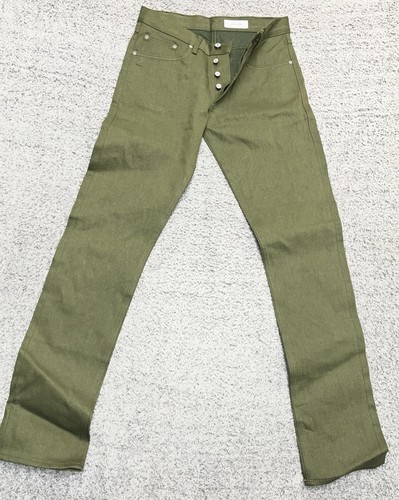 Gustin Jeans Mens 30x34 Slim Button Fly Green Selvedge 5 POCKET New Denim