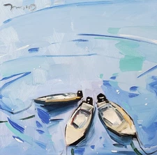 Jose Trujillo Art PRINT 16x16 Impressionism Artist Painting Boat Water