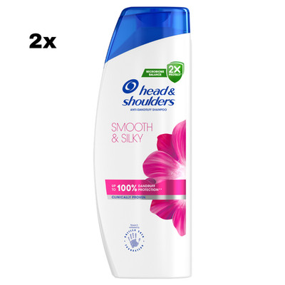 2 Pack Head & Shoulders Smooth & Silky Anti-Dandruff Shampoo 400ml/13.5oz