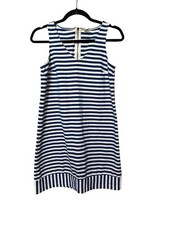 Old Navy Blue White Stripe Sleeveless Shift Dress Zip Back Small
