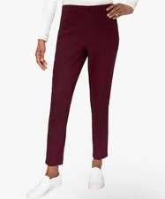 Mario Serrani Women Italy Textured Pull On Pants, Burgundy,Size Medium NWT