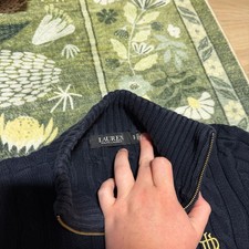Ralph Lauren Black Label Navy Cable-Knit Full-Zip Mockneck Sweater