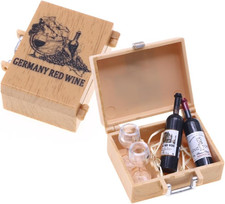 1:12 Mini Dollhouse Accessories Set Which Including 2 Red Wine Bottles Glasses B