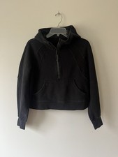 Lululemon 1/4 Zip Hoodie Sweatshirt Black Cropped Pilates Athleisure Yoga Lounge