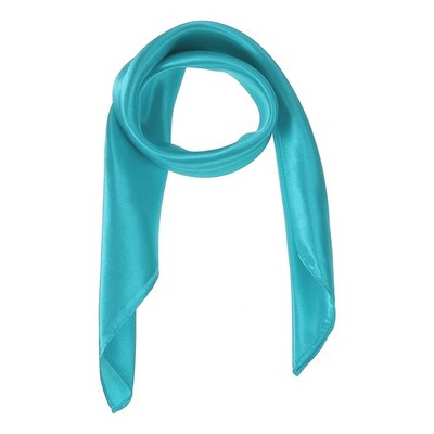 Satin Neck Square Scarf Solid Color Silk Head Scarf Blue