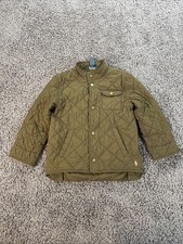 Polo Ralph Lauren Jacket Kids Size 7 Green Quilted Nylon Snap Pockets Military