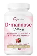 D Mannose 1300mg with Cranberry  Probiotics for Urinary Health, 240 Veggie Caps