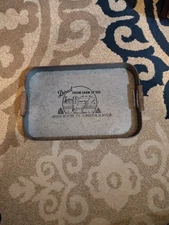 Galvanized Tin Metal Tray Wood Handles "Fresh Butter" Rectangular 17x10.5x2 Farm