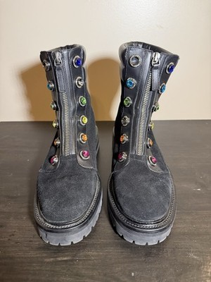 Kurt Geiger London Rainbow Bobby Black Suade Boots Size 38.5/8-8.5 US