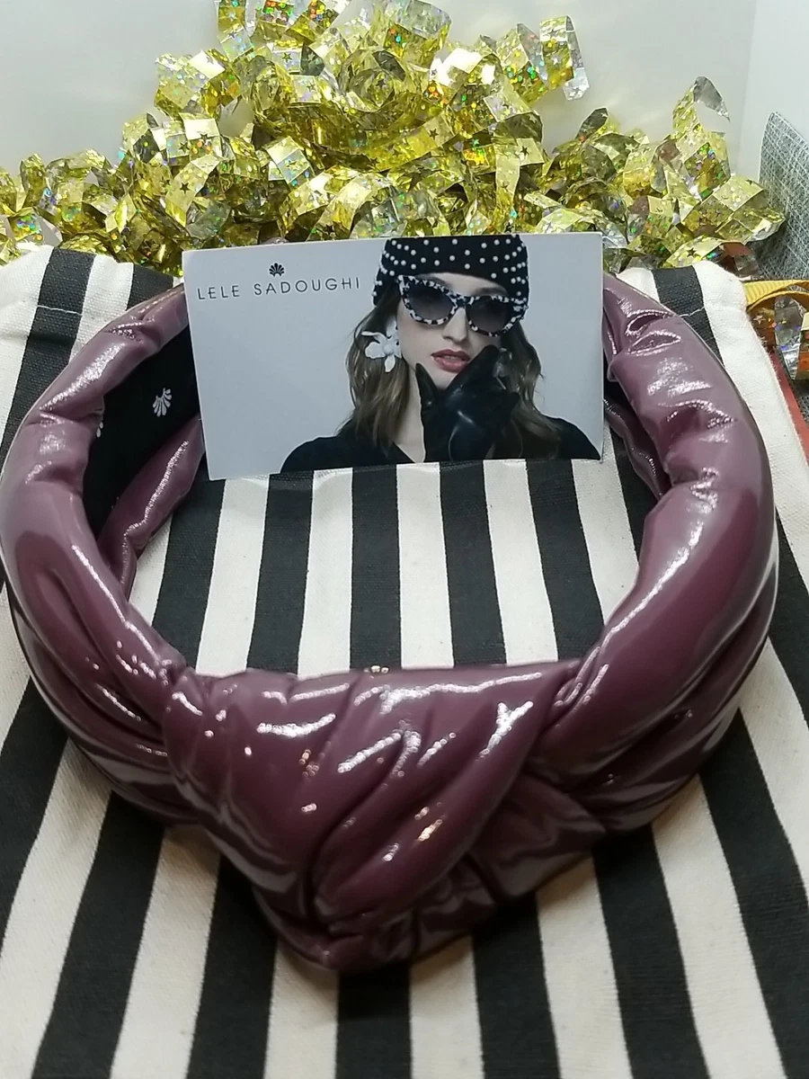 Lele Sadoughi faux- leather shiny headband in Plum. Lele Sadoughi | Accessories | Lele Sadoughi Faux Leather  main image 3