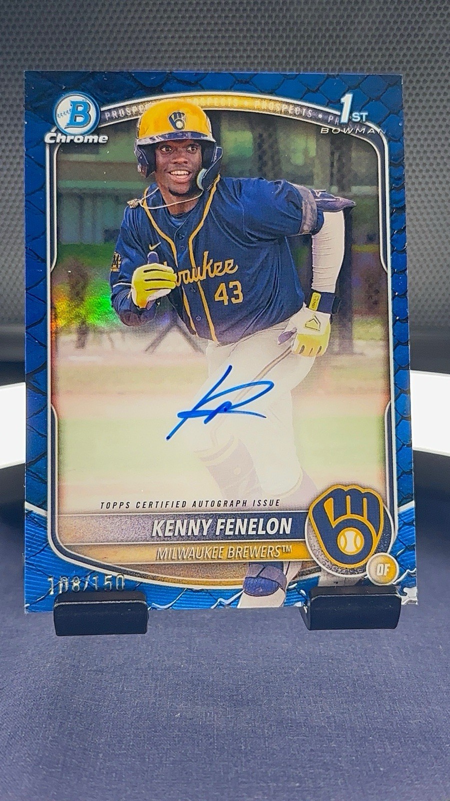 2025 Bowman Chrome -  Kenny Fenelon Auto  #CPA-KF Blue Reptilian Refractor /150 