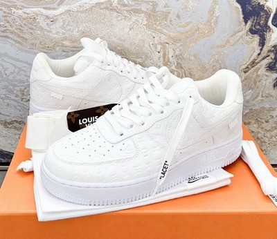 Louis Vuitton X NIKE AIR FORCE 1 Calfskin Monogram Mens Low Top White Sneakers 