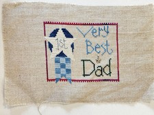 Completed Cross Stitch Very Best Dad #1 Father's Day/Birthday Unframed NEW