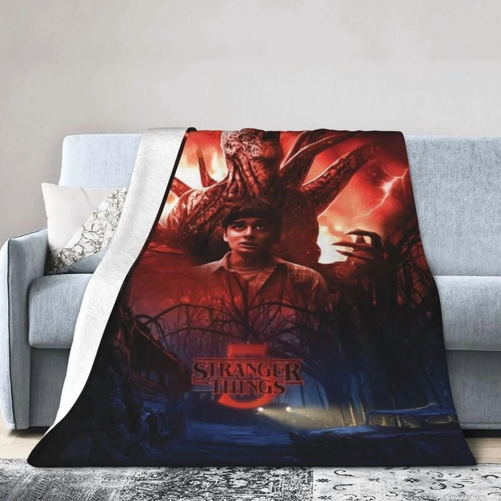 Stranger Things 5 Blanket Warm Throw for Living Room Bedroom Sofa