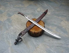 Hand-Forged Carbon Steel Gurkha Sword: Nepalese Blade with Leather Sheath