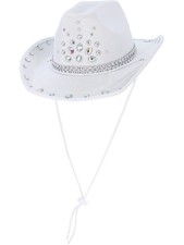 Smiffys White Rhinestone Cowboy Hat