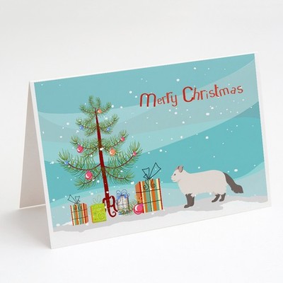 Caroline's Treasures American Curl Cat Merry Christmas Greeting Cards Pack of 8