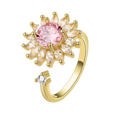 Rotierender Spinring verstellbar offener Fidget Ring Angst Relief Blume Heiligenschein 1531