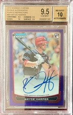 2012 Bowman Chrome Rookie Auto Purple Refractor Bryce Harper RC #/10 BGS 9.5/10