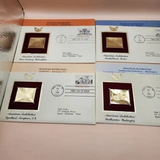4 American Architecture Stamps Gold Replica First Day of Issue