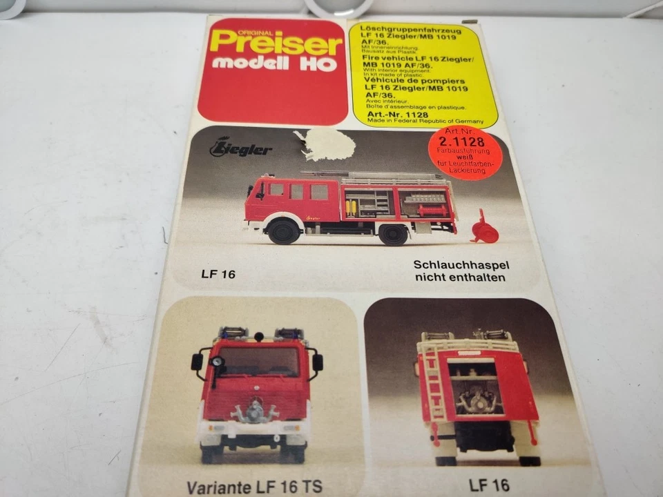 Preiser H0 / 1:87 / 1128 Löschgruppenfahrzeug LF 16 Ziegler / Feuerwehr / Bausat - Bild 2 von 4