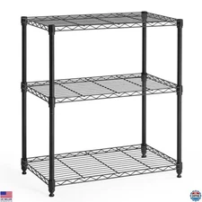 CAPHAUS Adjustable 3/4/5-Tier Metal Wire Shelving Unit - Black Storage Rack