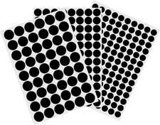 Screw Hole Cover Stickers 3 Sheets 290 Pcs 12 mm/15 mm/21 mm Black Screw Covers