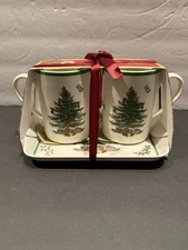 Holiday Bundle Spode Christmas Tree by Pimpernel Mug Tray & Tea Gift Set NIB