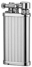 Old Boy IM Corona Butane Pipe Lighter 90 Degree Flame Silver Herringbone - 1205