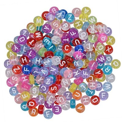 Bunte 7 mm Runde Acryl Alphabet Zwischenring Lose Perlen für