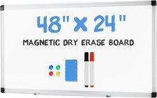 24 48in Magnetic Wall Whiteboard, Aluminum Frame, Eraser Markers Pins