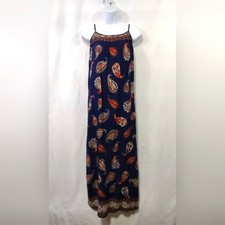 Ganji LA Paisley Spaghetti Strap Maxi Dress Womens S Blue Coastal Retro Boho