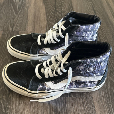VANS Sk8-Hi High Top Floral Lace-Up Sneakers Black Purple White