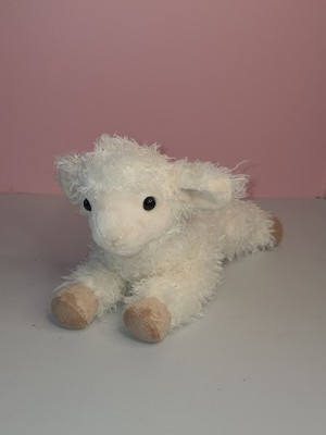 Aurora LAMB Plush  Shaggy  White Fluffy Soft Stuffed Animal 2020 Brown hooves