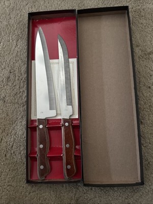 Maxam Steel Cutlery Kitchen Knife Set Wood Handles USA Chef Knives 13'' And 14''
