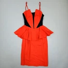 Antigo Vestido de Festa Peplum Disco Tech Anos 80 Dramático Vermelho Preto New Wave Baddie Tamanho P