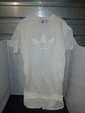 ​Adidas Originals Womens M White Mesh Sleeve Big Trefoil Longline T Shirt Dress