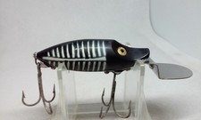 Vtg Heddon Go Deeper River Runt Black Shore 2 1/2" Gold E Crankbait fishing Lure