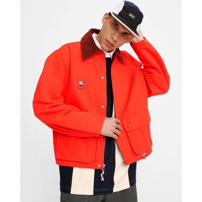 New Mens Levis Panhandle Trucker Jacket Red Clay Safety Orange Size L MSRP $128