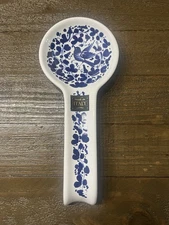 Nova Deruta Spoon Rest Italy Blue Bird Flowers New NWT  11"