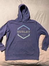 Hurley Mens XL Navy Blue Pullover Hoodie Logo Graphic Sweatshirt 26x28