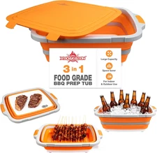Collapsible BBQ Prep Tub for Meal Prep Marinating and Food Storage Orange XLarge
