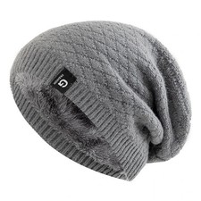 New Unisex Slouchy Winter Hats Add Fur Lined Men And Women Warm Beanie Cap Casua