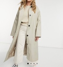 Womens ASOS Design Stone Oversized Boyfriend Trench Coat Size UK 6