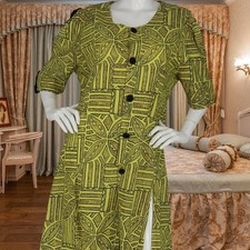 Vintage Tribal Ethnic Print Button-Up Dress XL