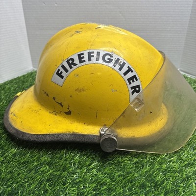 Vintage Cairns & Bros 660C Fire Fighter Helmet Yellow Rescue Helmet Face Shield