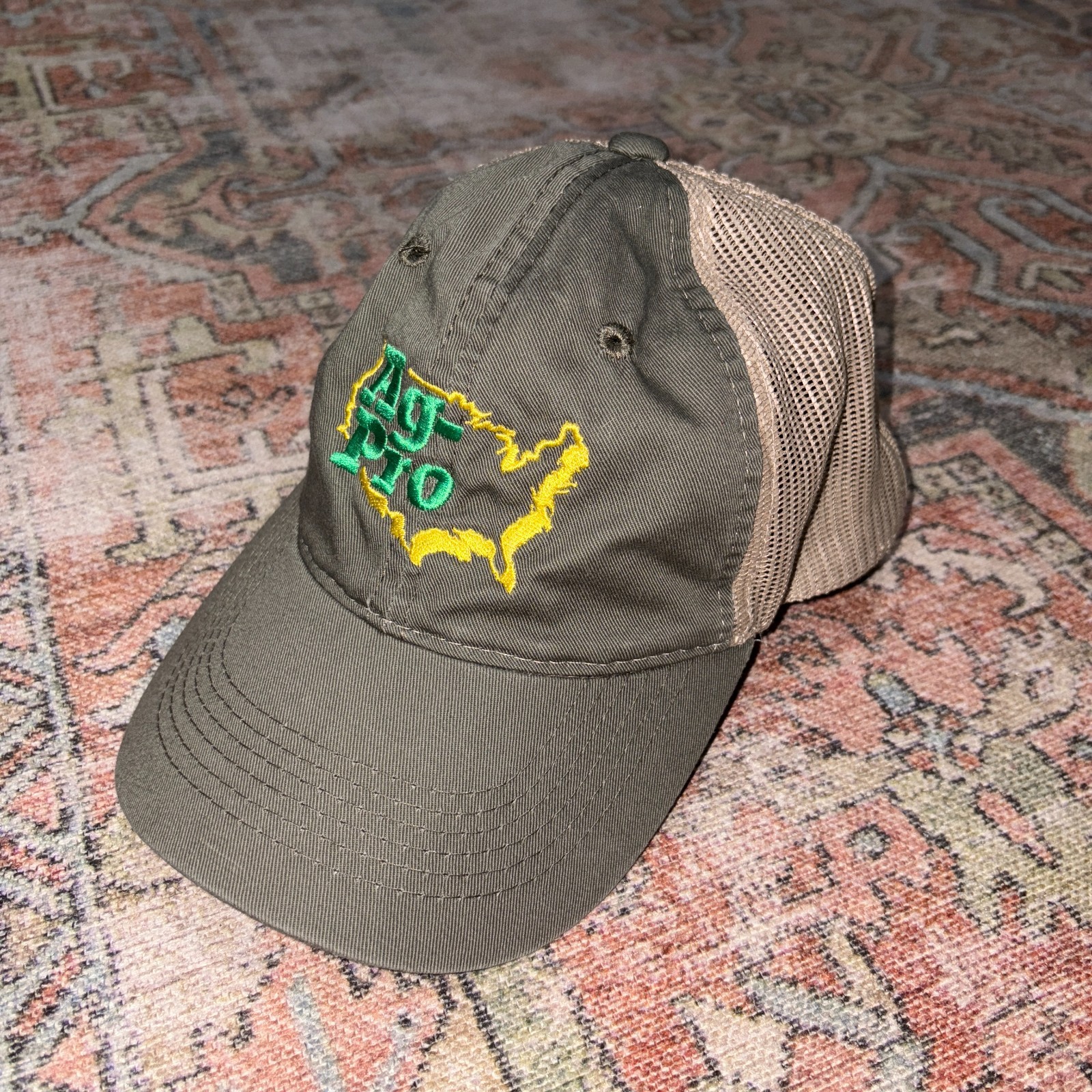 Ag-Pro John Deere Platinum Series Adjustable Trucker Hat Olive Tan OSFA Mesh Men