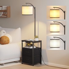 Floor Lamp with Table  2 Drawers, Lamp with USB Port and Outlet, Lamps for N...