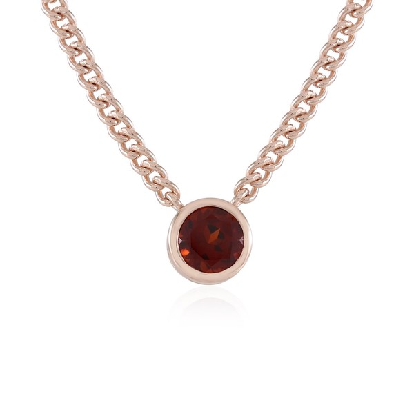 Cavill Indischer Granat Halskette 0,9Ct Rundschliff RoséGold Vermeil 925 Silber-image